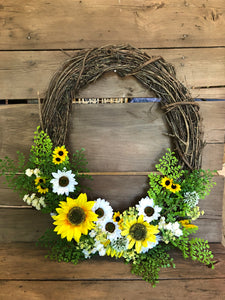 26" Oblong Sunflower Wreath